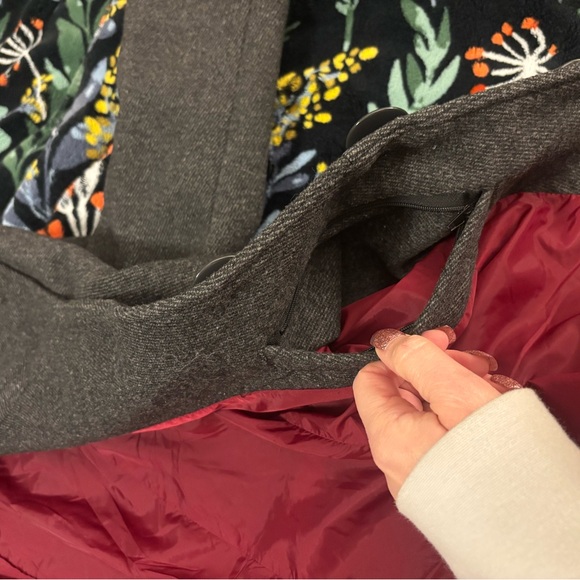 Kavu Women's Wool Blend Charcoal Button-Up Pea Coat - Picture 12 of 12